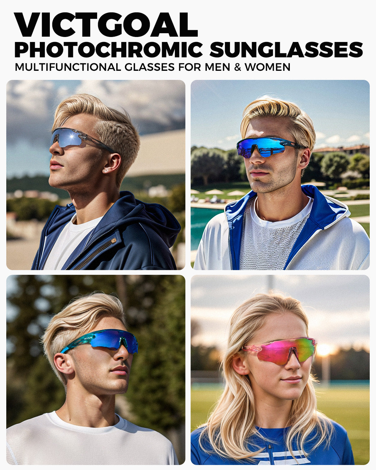 Photochromic Sports Sunglasses Baseball Cycling Runing Eywear