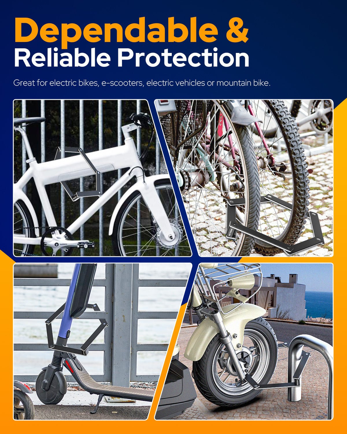 Folding Bike Lock with Hidden Holder for AirTag Tools VICTGOAL accessories