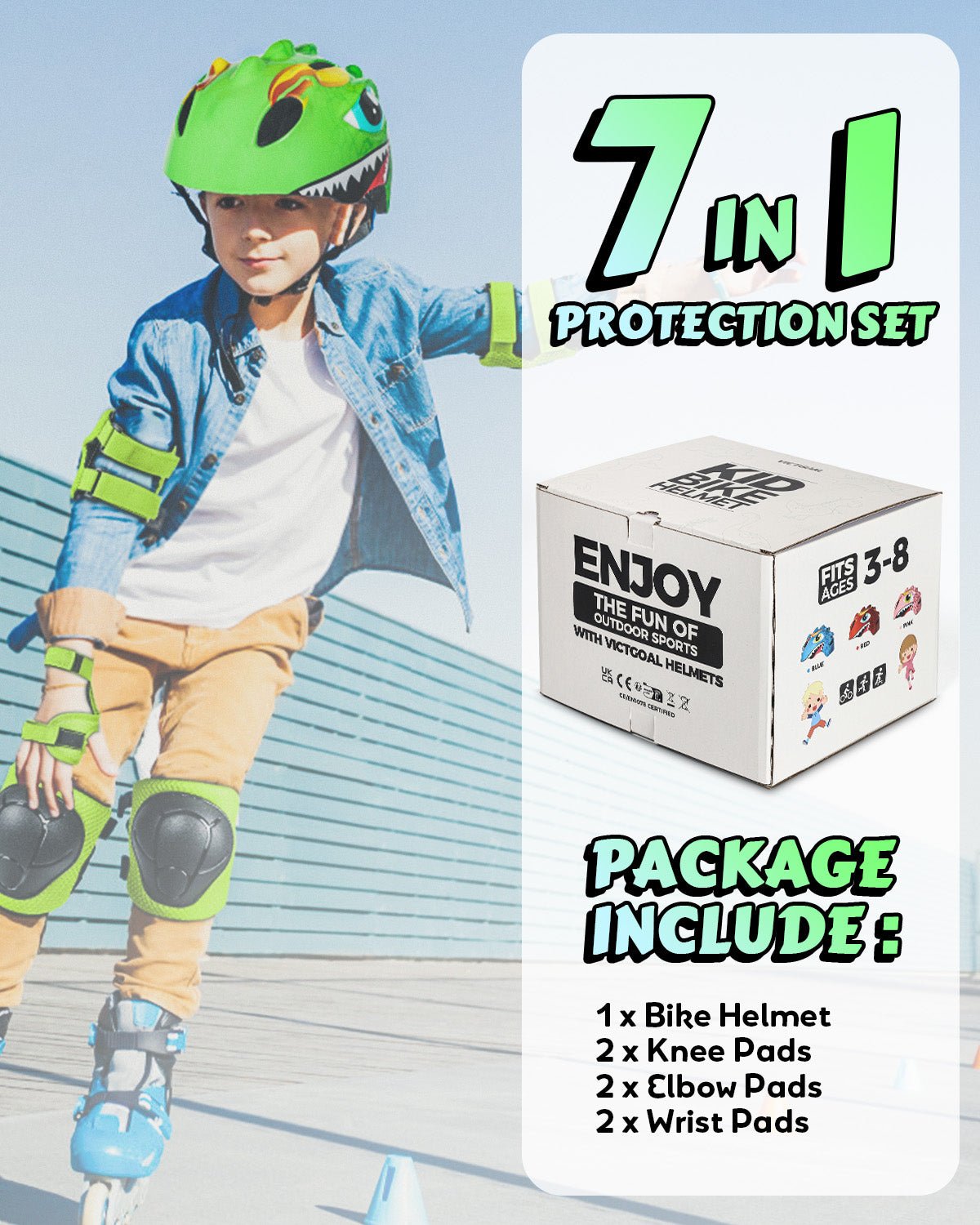 Kids Dinosaur Bike Helmet Dino Children 3 - 8+ Cycling Toddler Scooter Helmet Bicycle Helmets VICTGOAL choice helmets kidshelmets