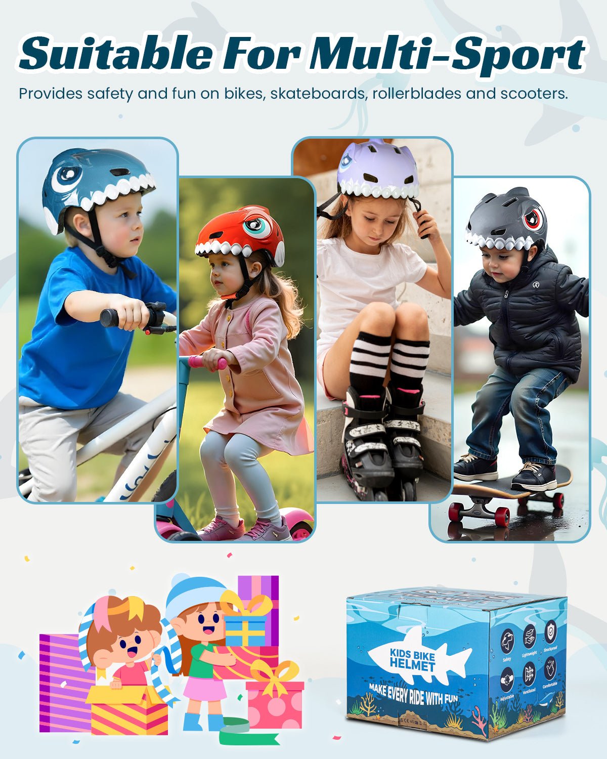 Toddler Bike Helmet Baby Shark Kids Cycling Helmet Kids Helmets VICTGOAL choice helmets kidshelmets