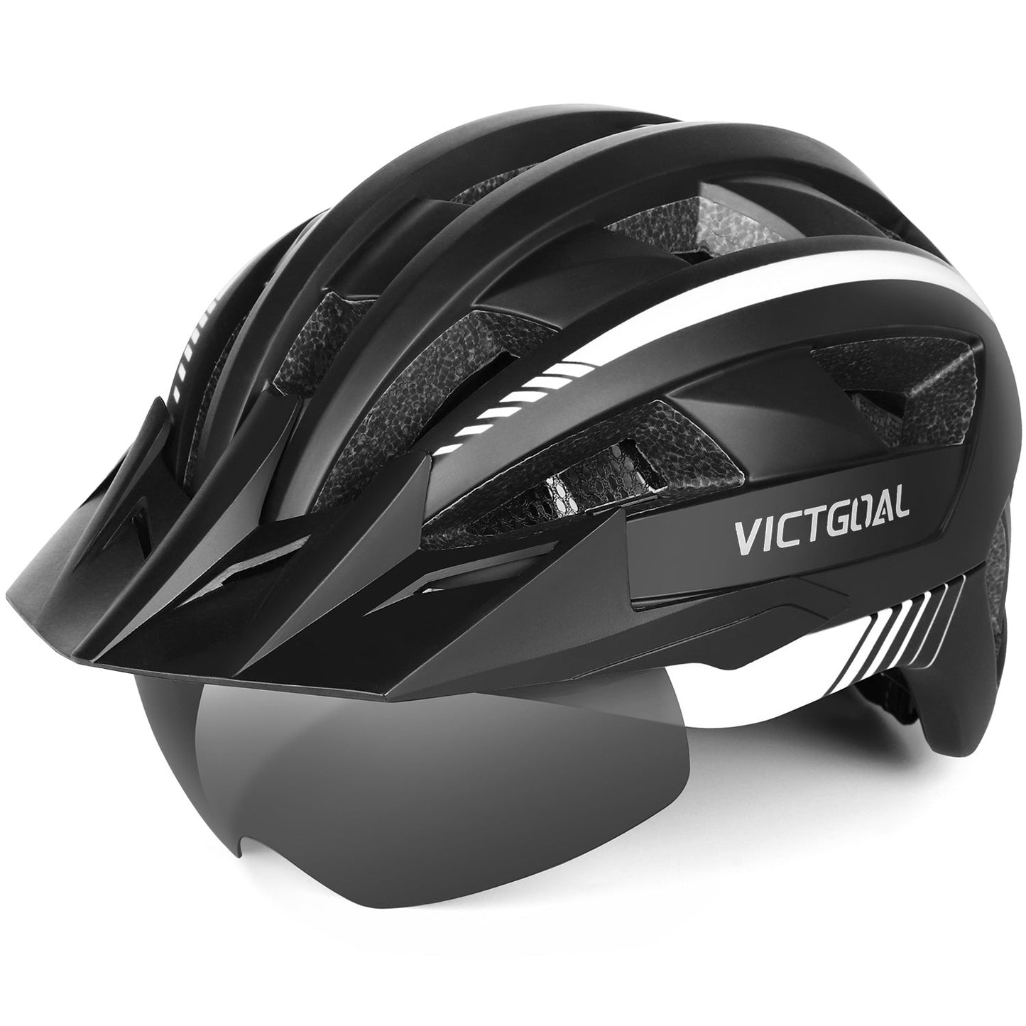 VICTGOAL Bike Helmet for Men Women with Led Light Detachable Magnetic Goggles Removable Sun Visor Mountain & Road Bicycle Helmets Adjustable Size Adult Cycling Helmets VICTGOAL