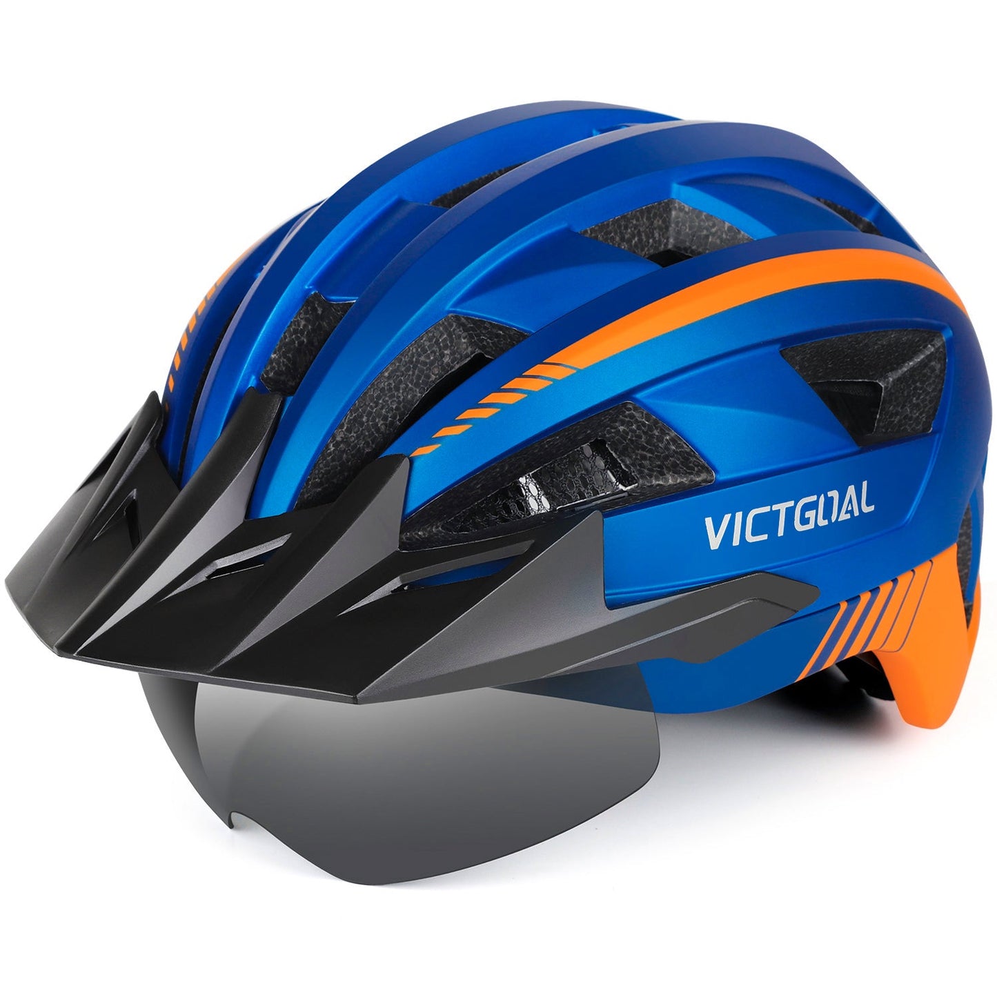 VICTGOAL Bike Helmet for Men Women with Led Light Detachable Magnetic Goggles Removable Sun Visor Mountain & Road Bicycle Helmets Adjustable Size Adult Cycling Helmets VICTGOAL