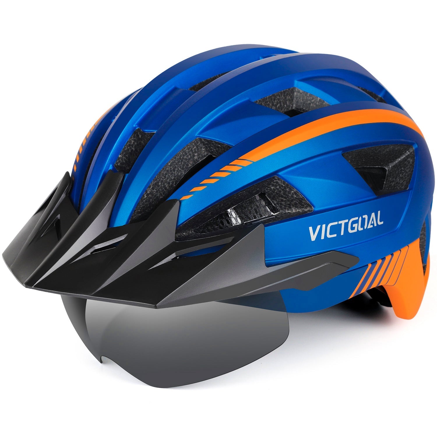VICTGOAL Bike Helmet for Men Women with Led Light Detachable Magnetic Goggles Removable Sun Visor Mountain & Road Bicycle Helmets Adjustable Size Adult Cycling Helmets VICTGOAL