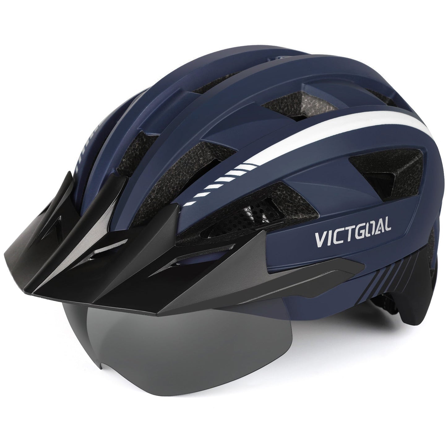 VICTGOAL Bike Helmet for Men Women with Led Light Detachable Magnetic Goggles Removable Sun Visor Mountain & Road Bicycle Helmets Adjustable Size Adult Cycling Helmets VICTGOAL