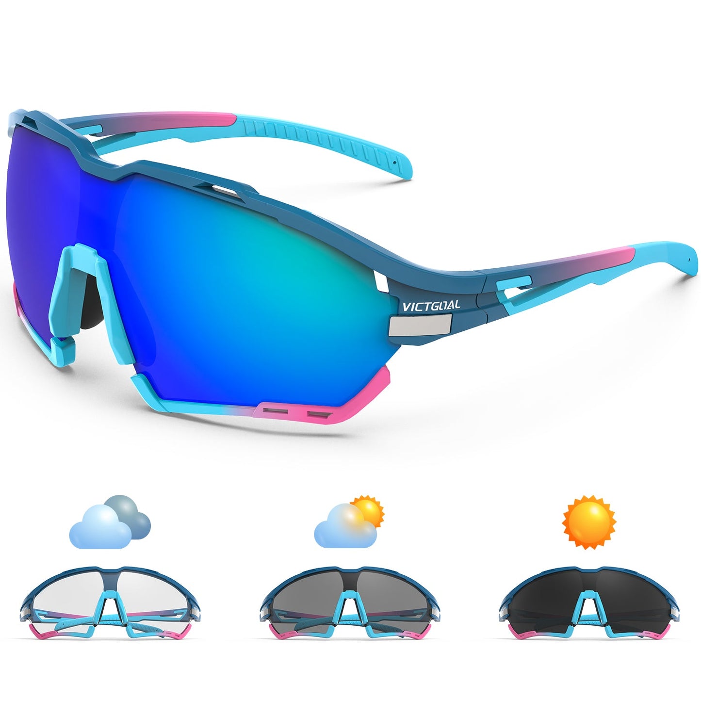 VICTGOAL Cycling Glasses for Men Women with Polarized and Photochromic 2 Lenses Clear MTB Road Bike Running Sports Sunglasses VICTGOAL