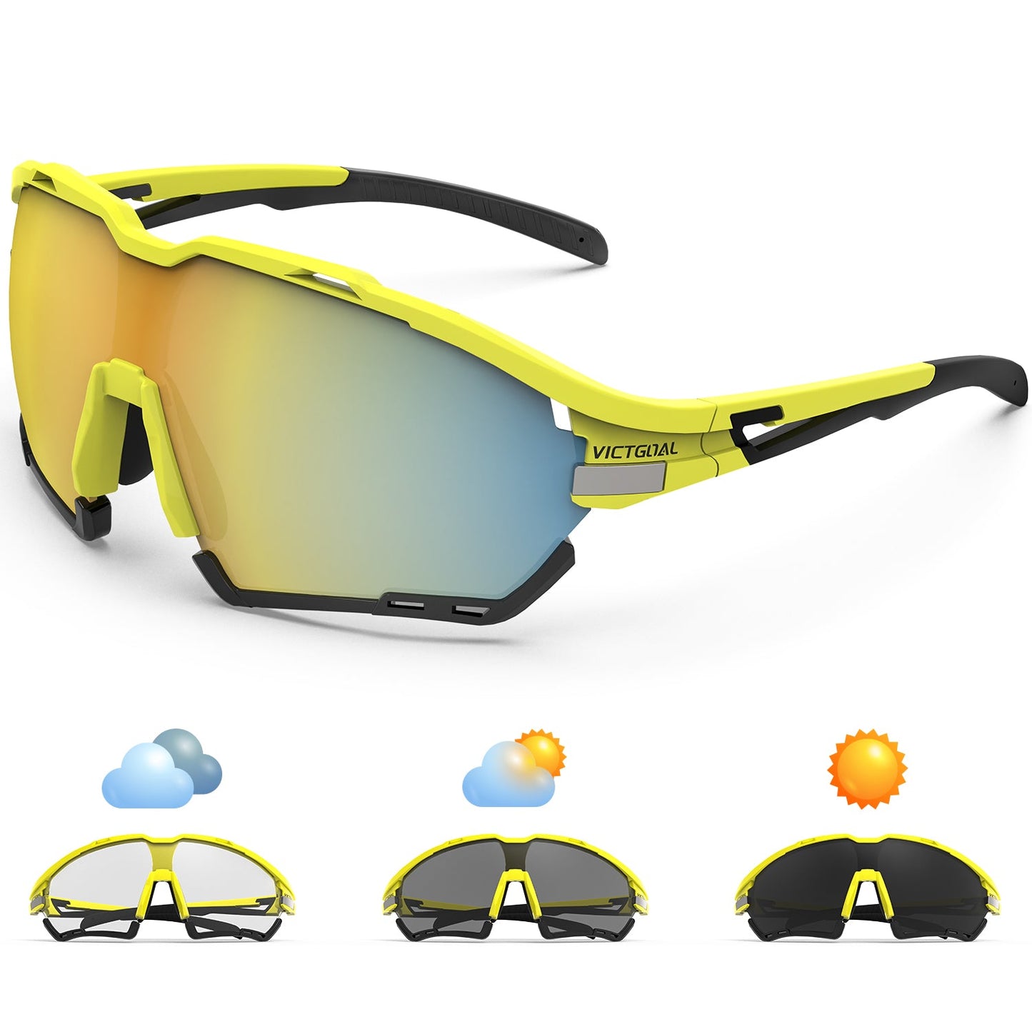 VICTGOAL Cycling Glasses for Men Women with Polarized and Photochromic 2 Lenses Clear MTB Road Bike Running Sports Sunglasses VICTGOAL