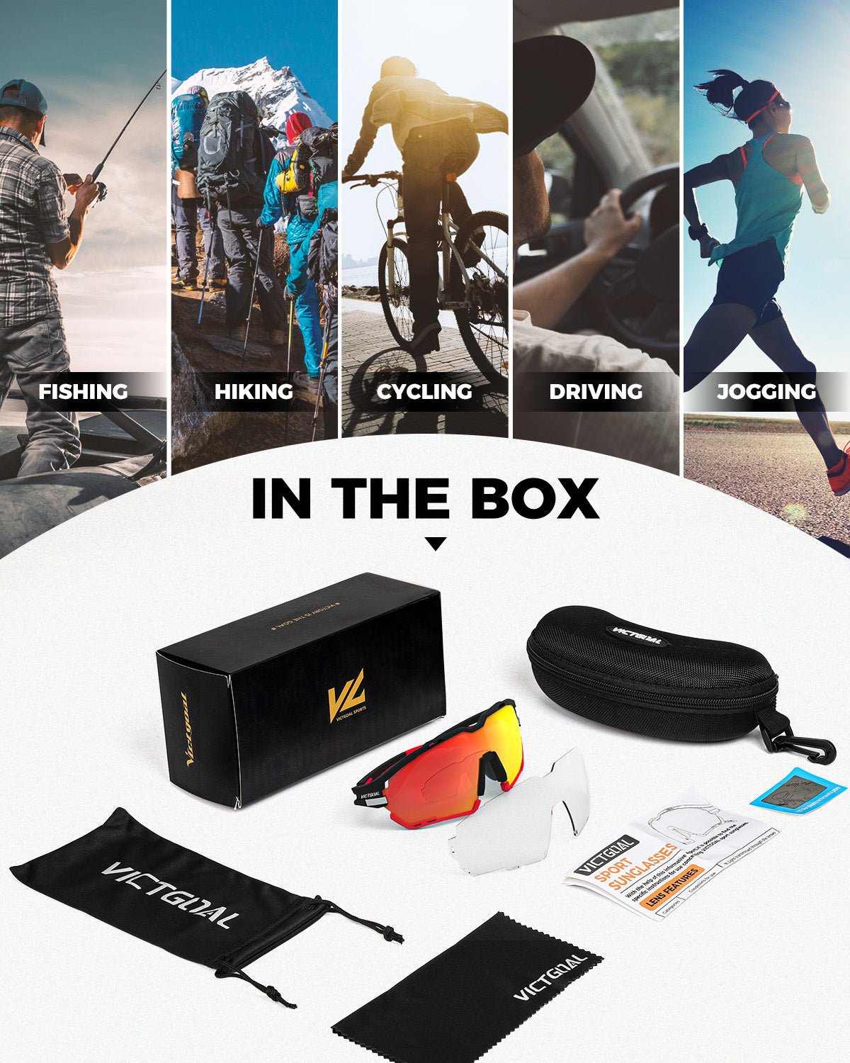 VICTGOAL Cycling Glasses for Men Women with Polarized and Photochromic 2 Lenses Clear MTB Road Bike Running Sports Sunglasses VICTGOAL