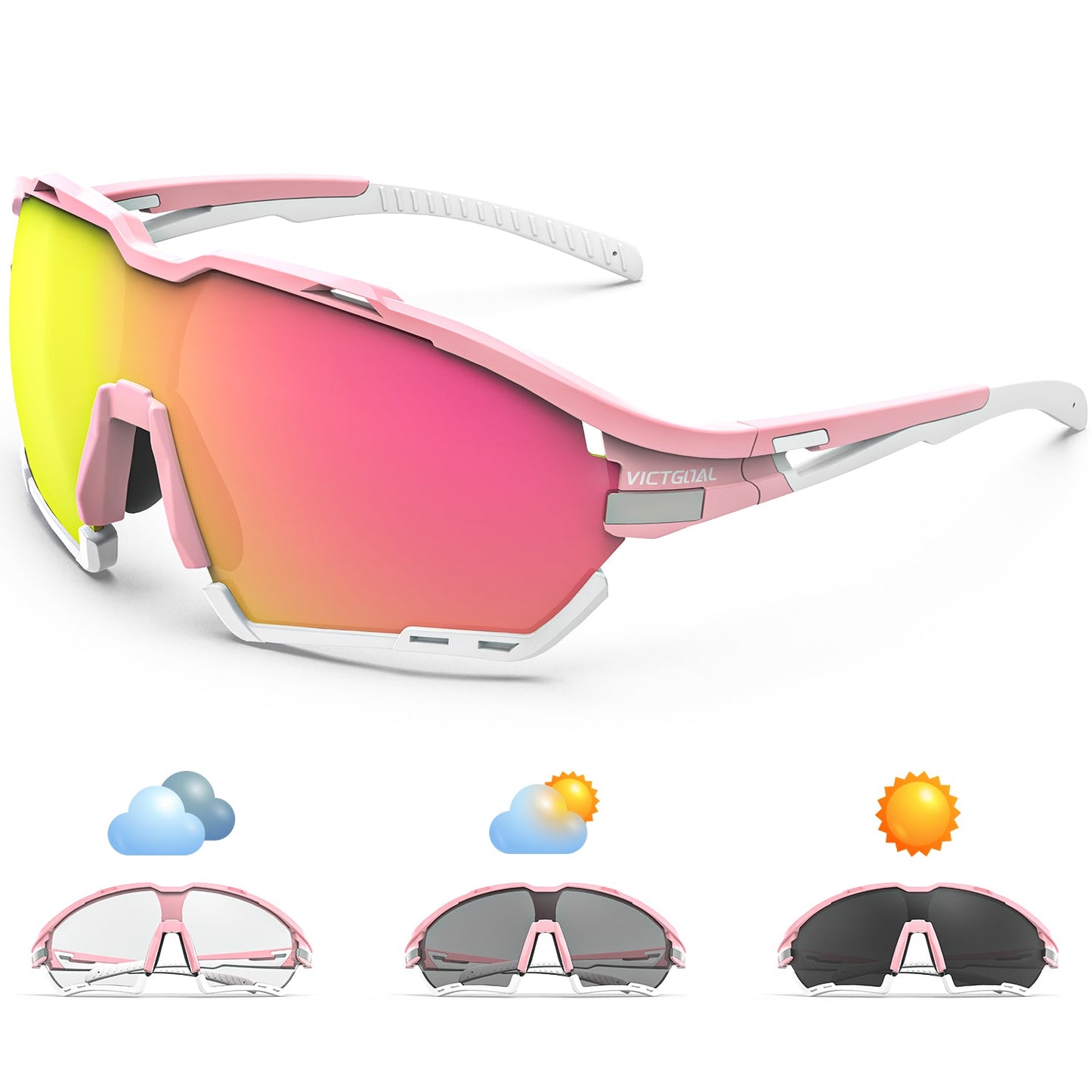 VICTGOAL Cycling Glasses for Men Women with Polarized and Photochromic 2 Lenses Clear MTB Road Bike Running Sports Sunglasses VICTGOAL