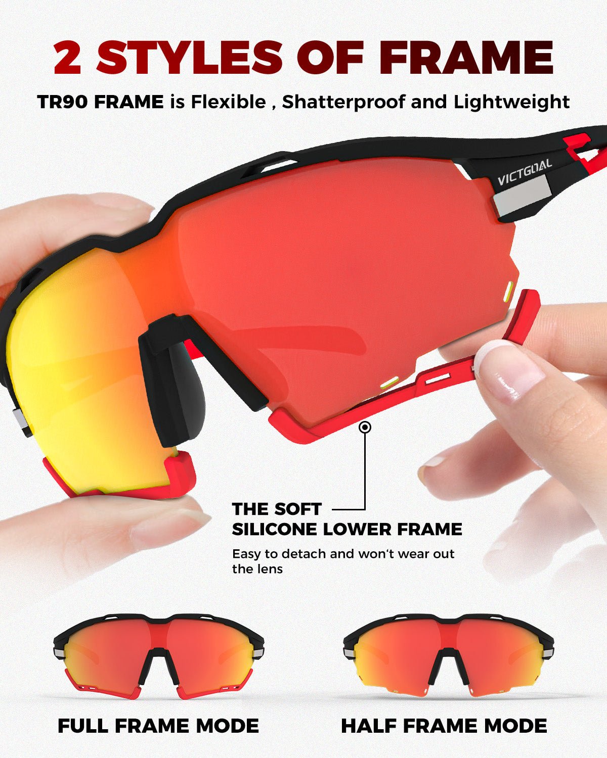 VICTGOAL Cycling Glasses for Men Women with Polarized and Photochromic 2 Lenses Clear MTB Road Bike Running Sports Sunglasses VICTGOAL