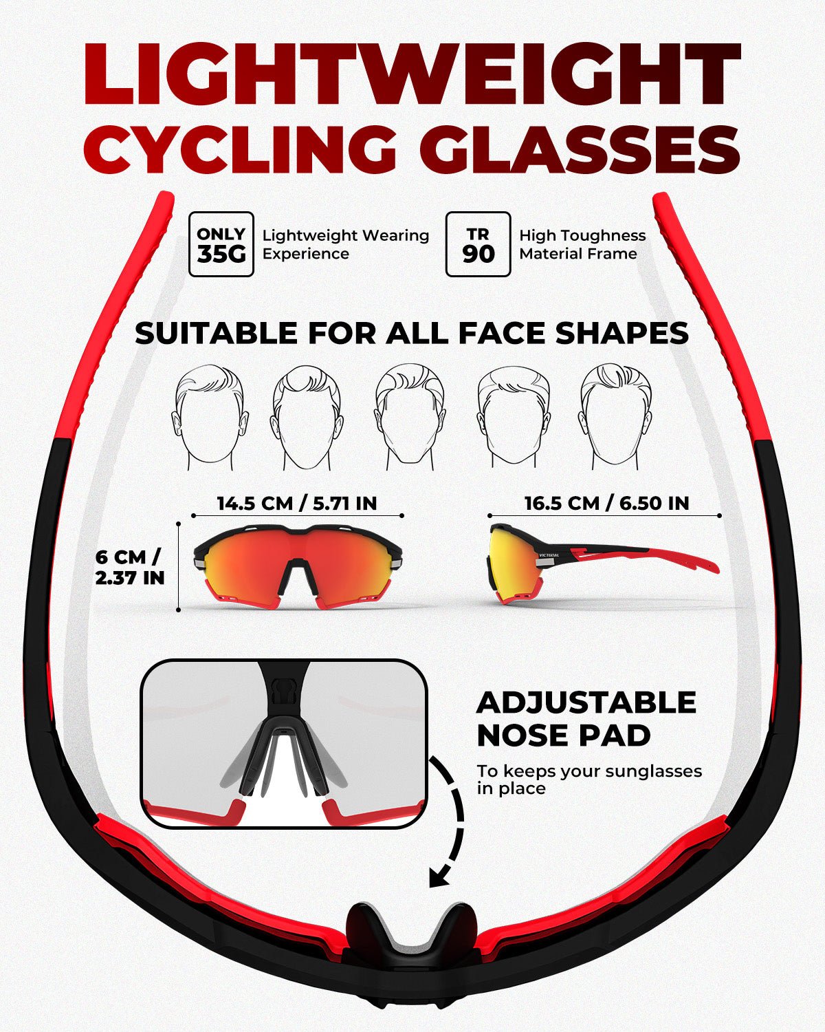VICTGOAL Cycling Glasses for Men Women with Polarized and Photochromic 2 Lenses Clear MTB Road Bike Running Sports Sunglasses VICTGOAL