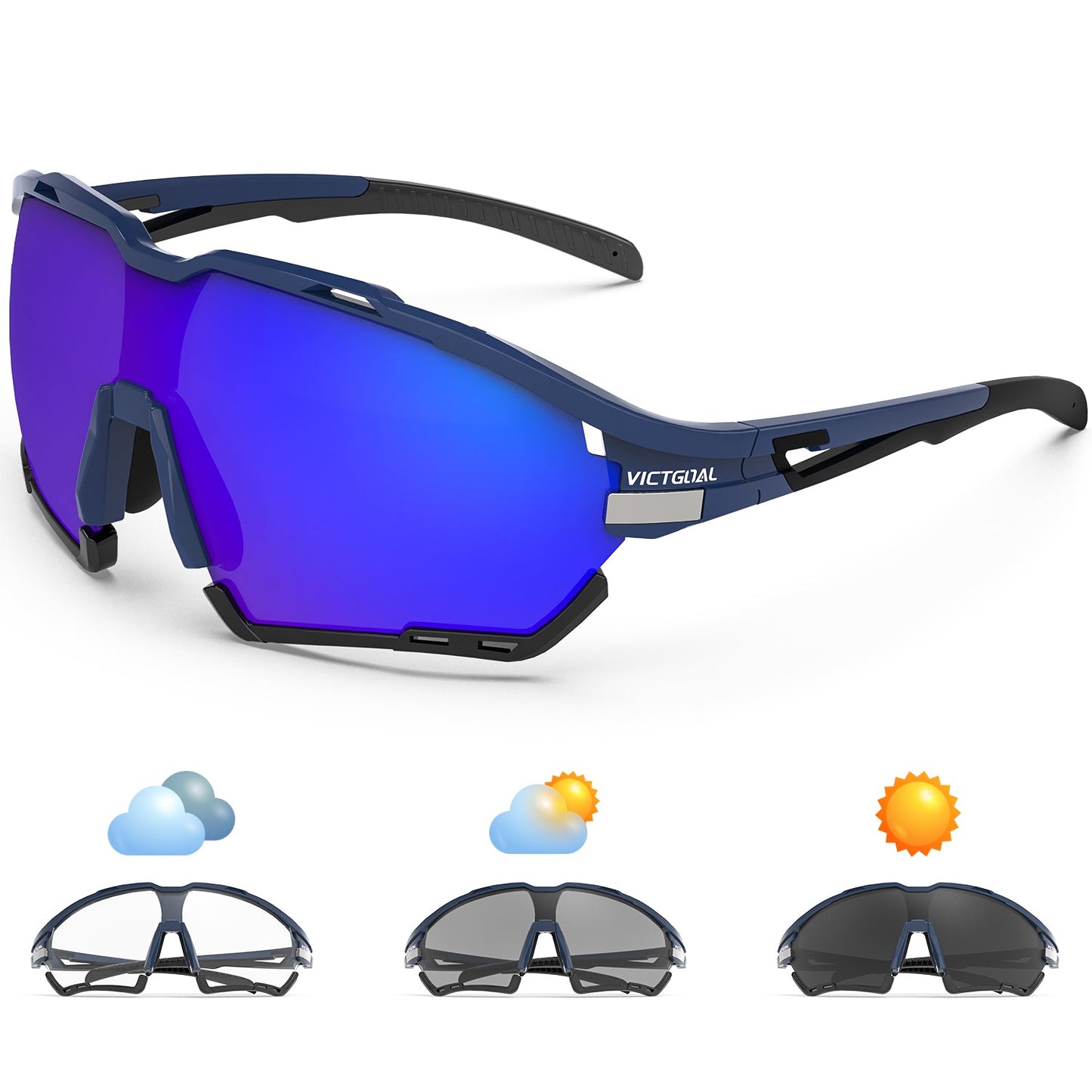 VICTGOAL Cycling Glasses for Men Women with Polarized and Photochromic 2 Lenses Clear MTB Road Bike Running Sports Sunglasses VICTGOAL
