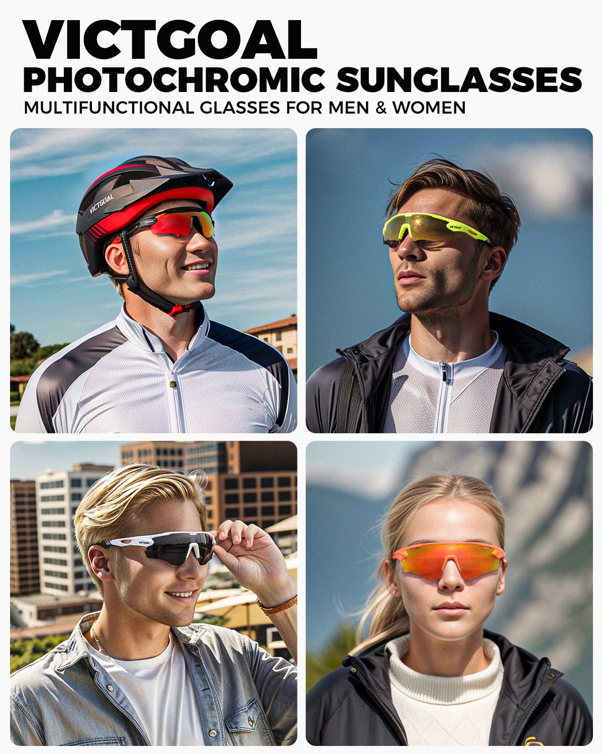 VICTGOAL Cycling Glasses Photochromic Sunglasses for Men Women TR90 Frame Glasses with UV Protection MTB Glasses for Cycling VICTGOAL