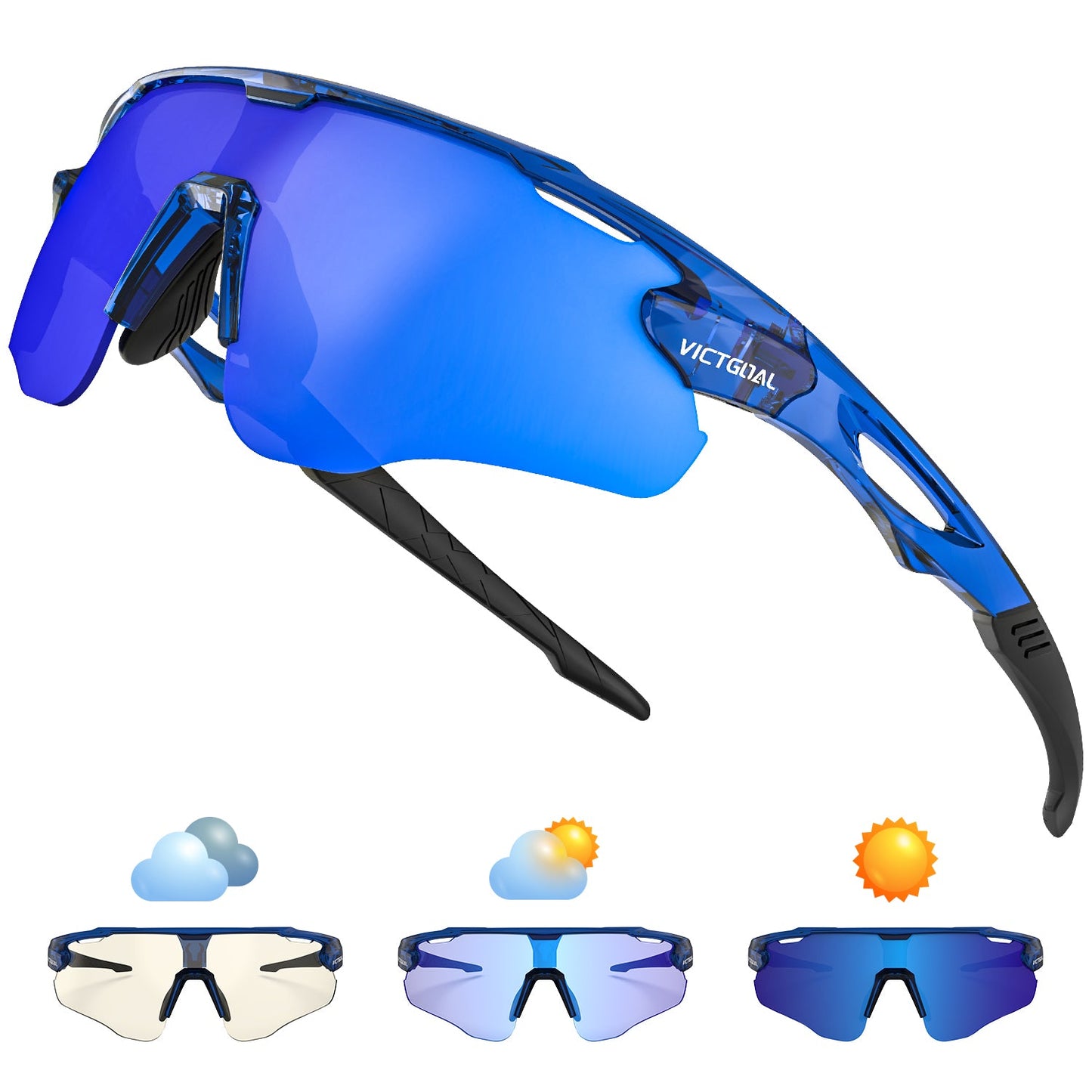 VICTGOAL Cycling Glasses Photochromic Sunglasses for Men Women TR90 Frame Glasses with UV Protection MTB Glasses for Cycling VICTGOAL
