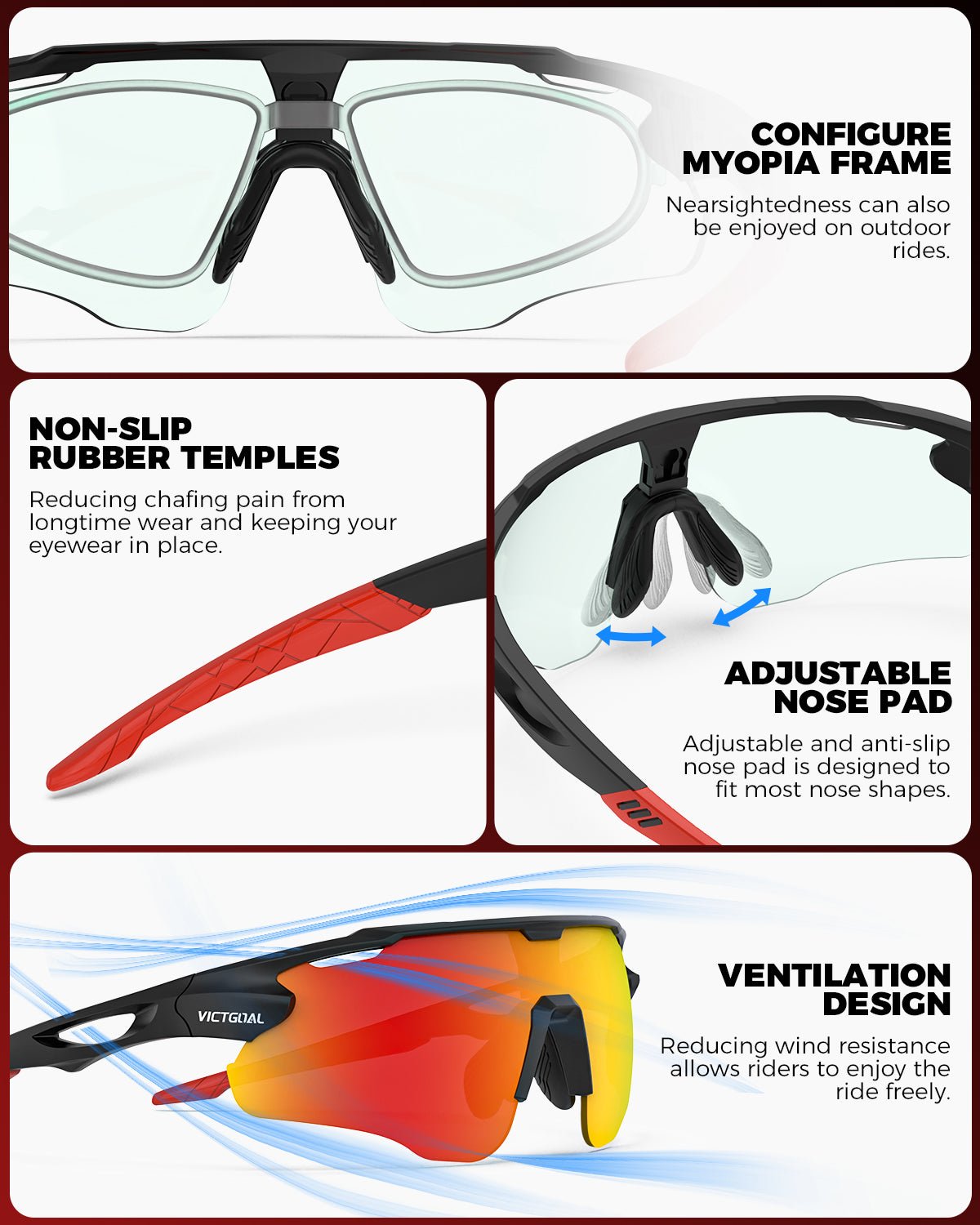 VICTGOAL Cycling Glasses Photochromic Sunglasses for Men Women TR90 Frame Glasses with UV Protection MTB Glasses for Cycling VICTGOAL