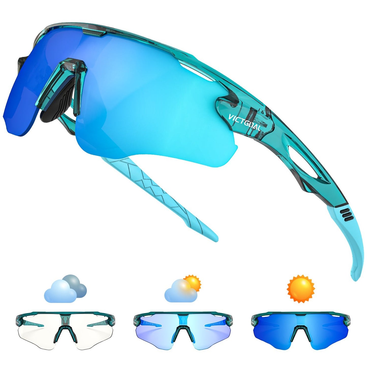 VICTGOAL Cycling Glasses Photochromic Sunglasses for Men Women TR90 Frame Glasses with UV Protection MTB Glasses for Cycling VICTGOAL