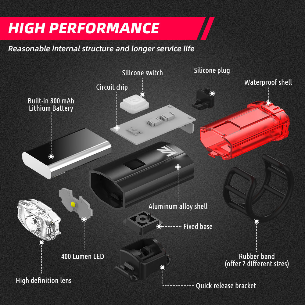 2 in1 USB Front & Rear Bike Light Outdoors Lights VICTGOAL lights