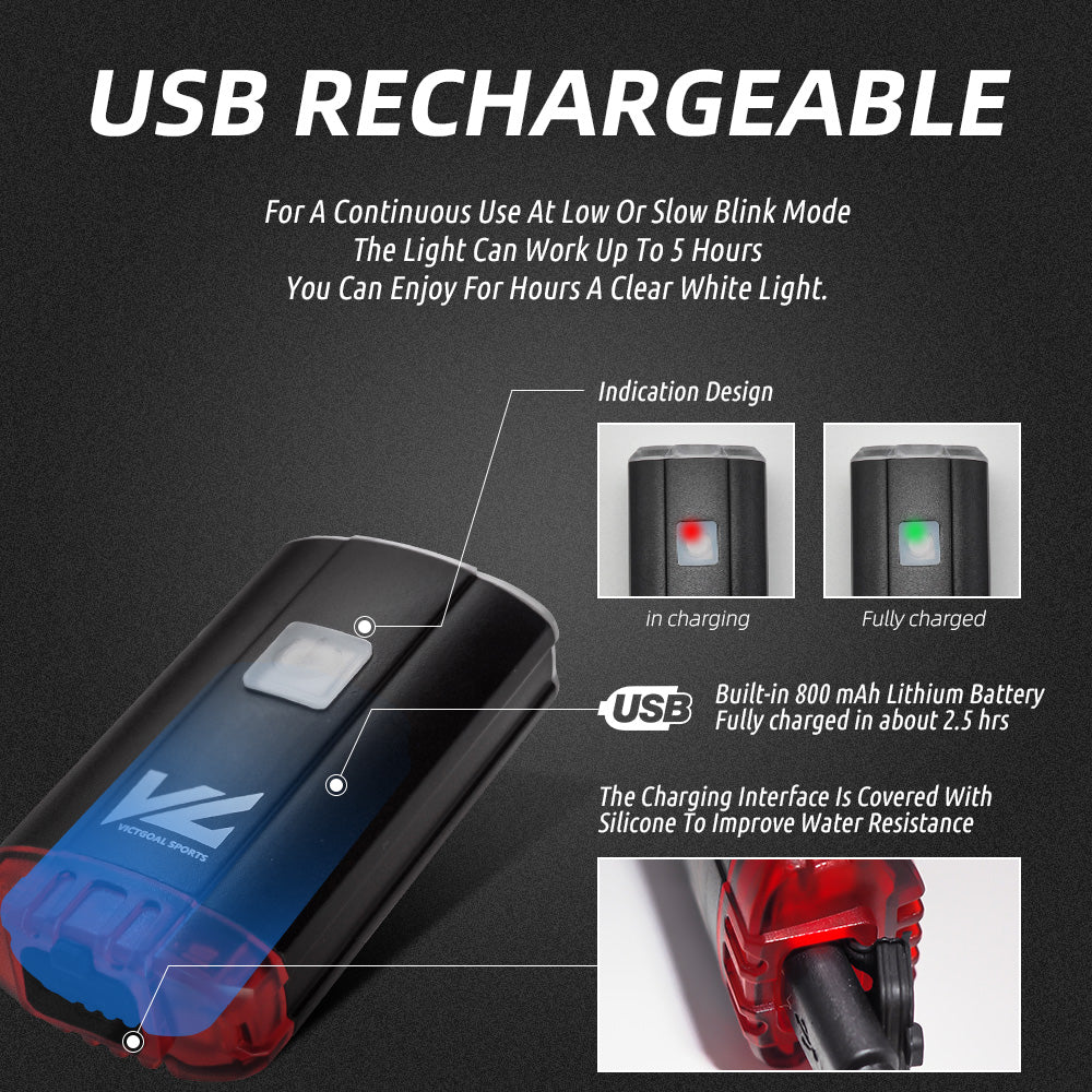 2 in1 USB Front & Rear Bike Light Outdoors Lights VICTGOAL lights