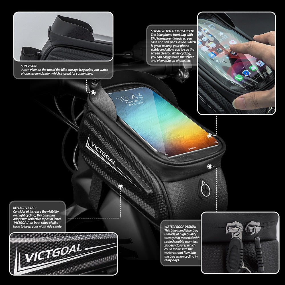 Bike Frame Bag Front Phone Tube Bag Tools VICTGOAL accessories tools