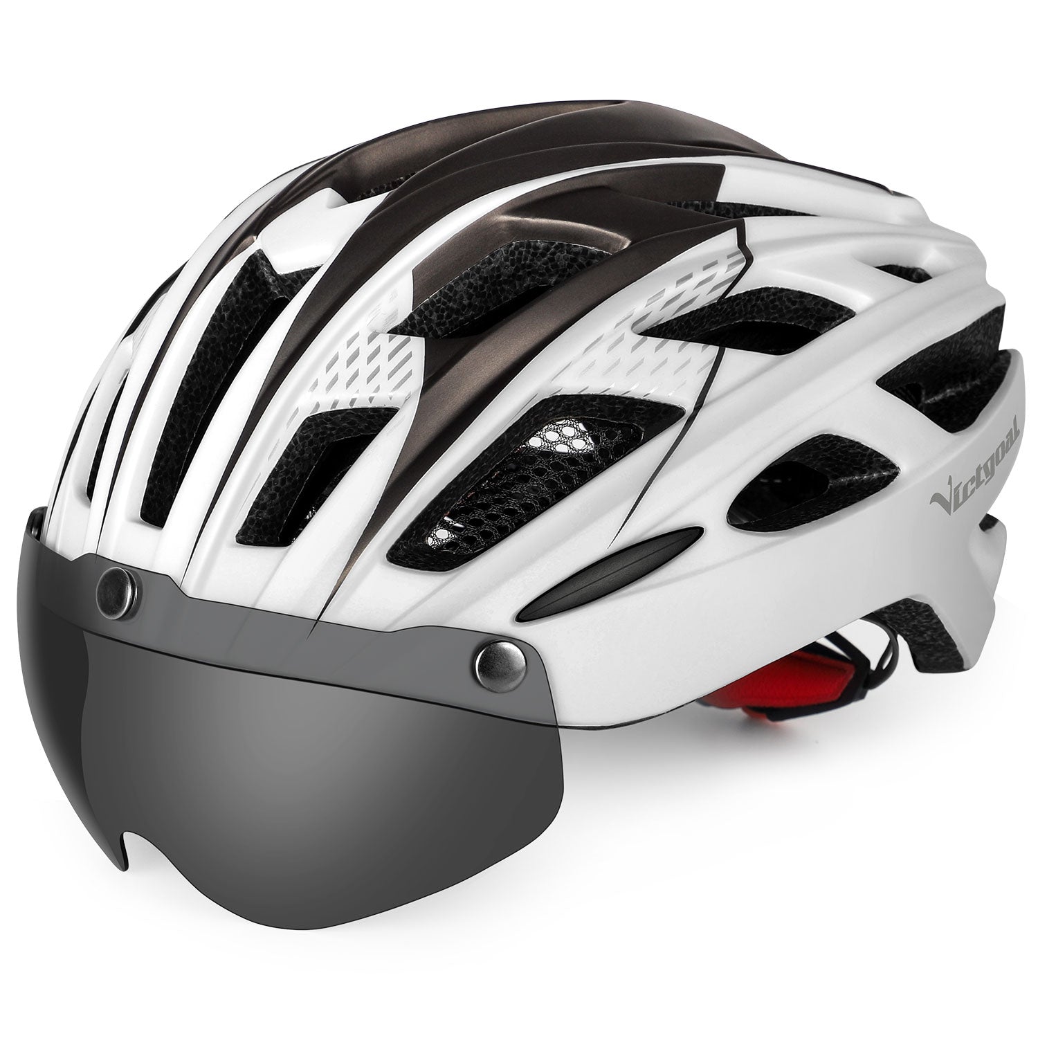 Victgoal Bike Helmet with Magnetic Detachable Goggles and LED Rear Light Bicycle Helmet for Cycling Outdoor Sports Cycle Helmets for Men Women