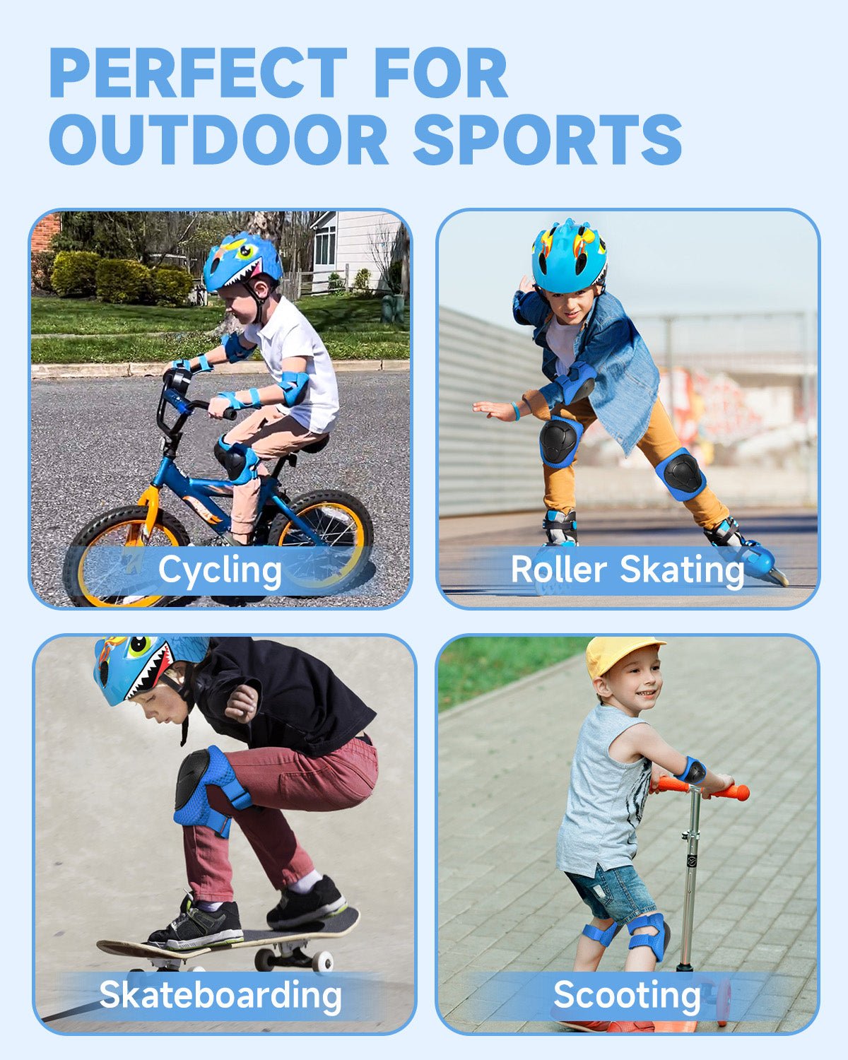 Kids Protective Gear Set 6 in 1 Knee Pads Elbow Pads Wrist Guard Set accessories VICTGOAL accessories apparel kidshelmets