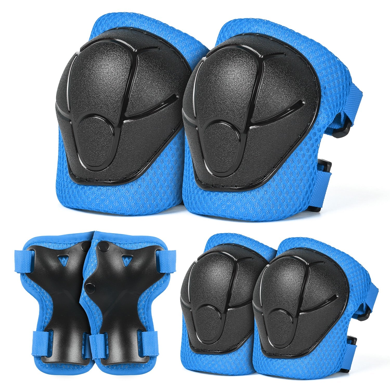 Kids Protective Gear Set 6 in 1 Knee Pads Elbow Pads Wrist Guard Set