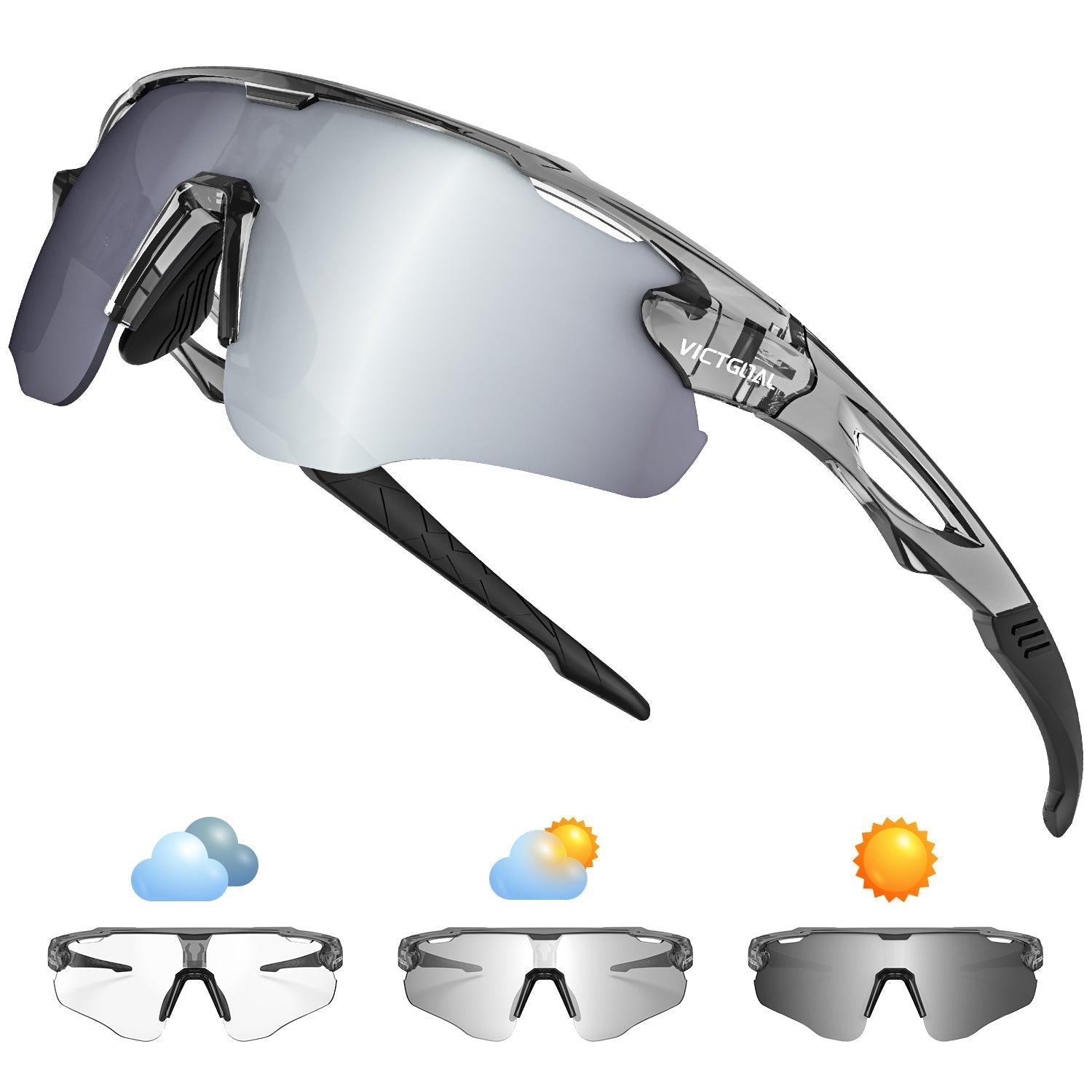 Photochromic cycling glasses for changing light, road and MTB riding - VICTGOAL