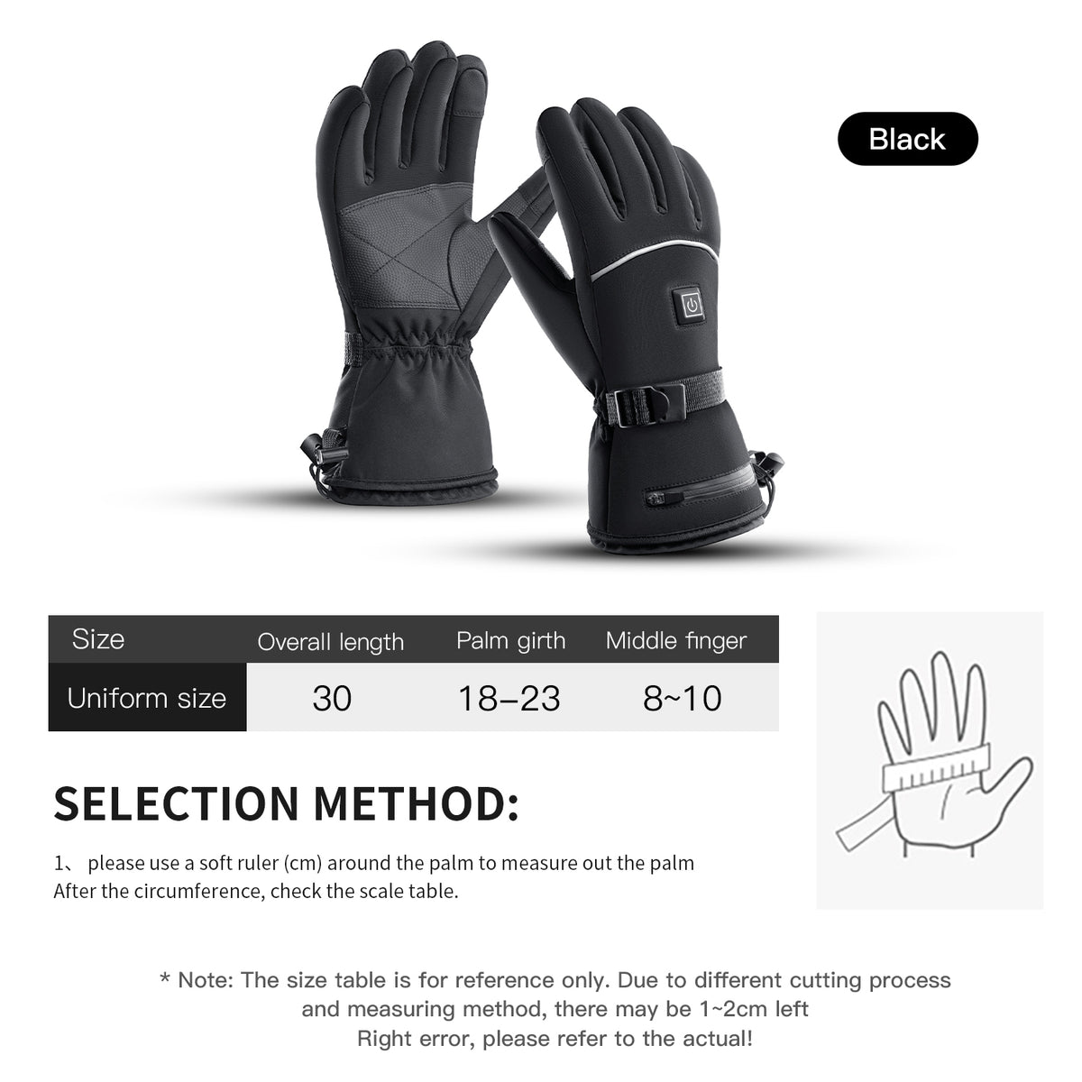 Rechargeable winter gloves palm grip detail
