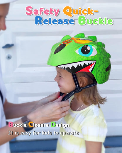 Kids Dinosaur Bike Helmet Dino Children 3-8+ Cycling Toddler Scooter Helmet