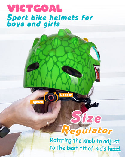 Kids Dinosaur Bike Helmet Dino Children 3-8+ Cycling Toddler Scooter Helmet