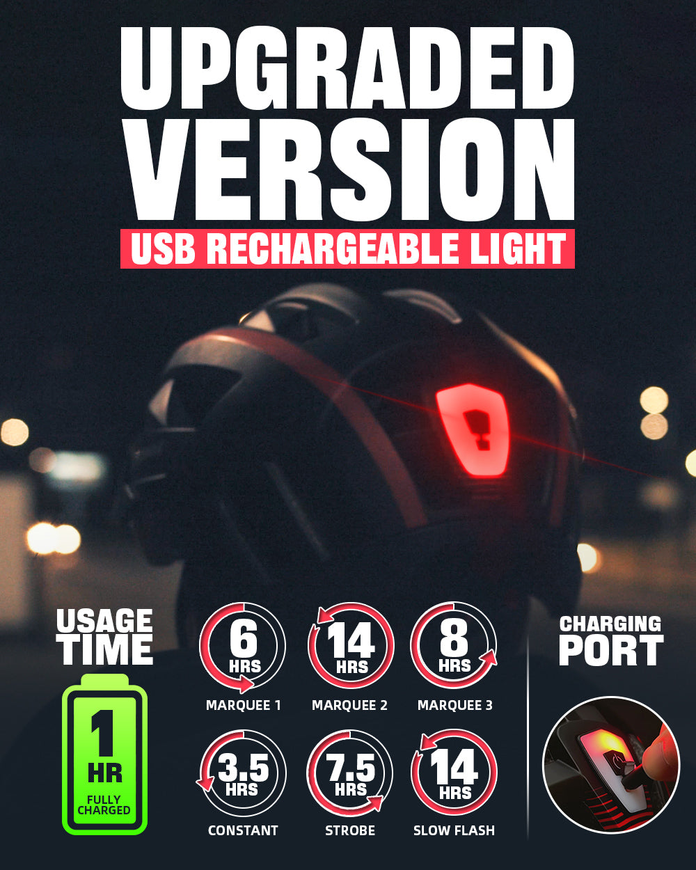 VICTGOAL VA112 Bike Helmet with Goggles & USB Light Starry Black / MEDIUM (54-58cm)