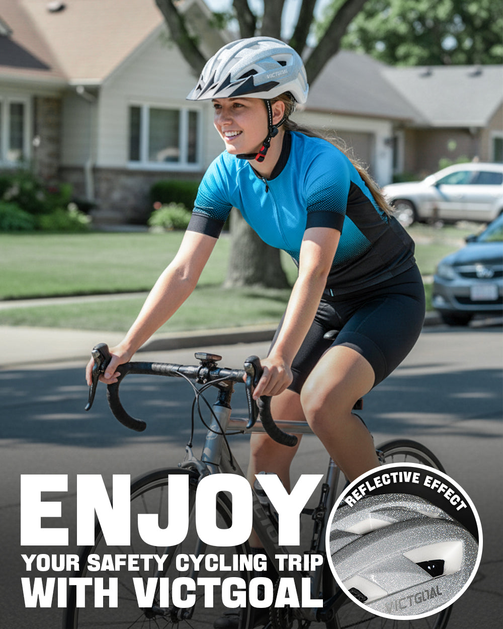 GLITTER Road Bike Helmet w/ Sun Visor, Magnetic Goggle & LED Rear Light