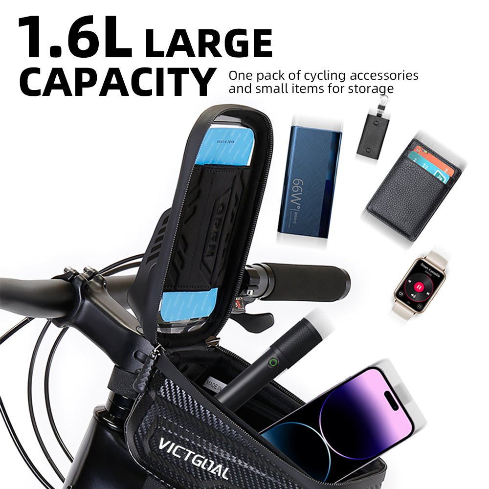 Bike Frame Bag Front Tube Bag Phone Holder Tools VICTGOAL accessories bags