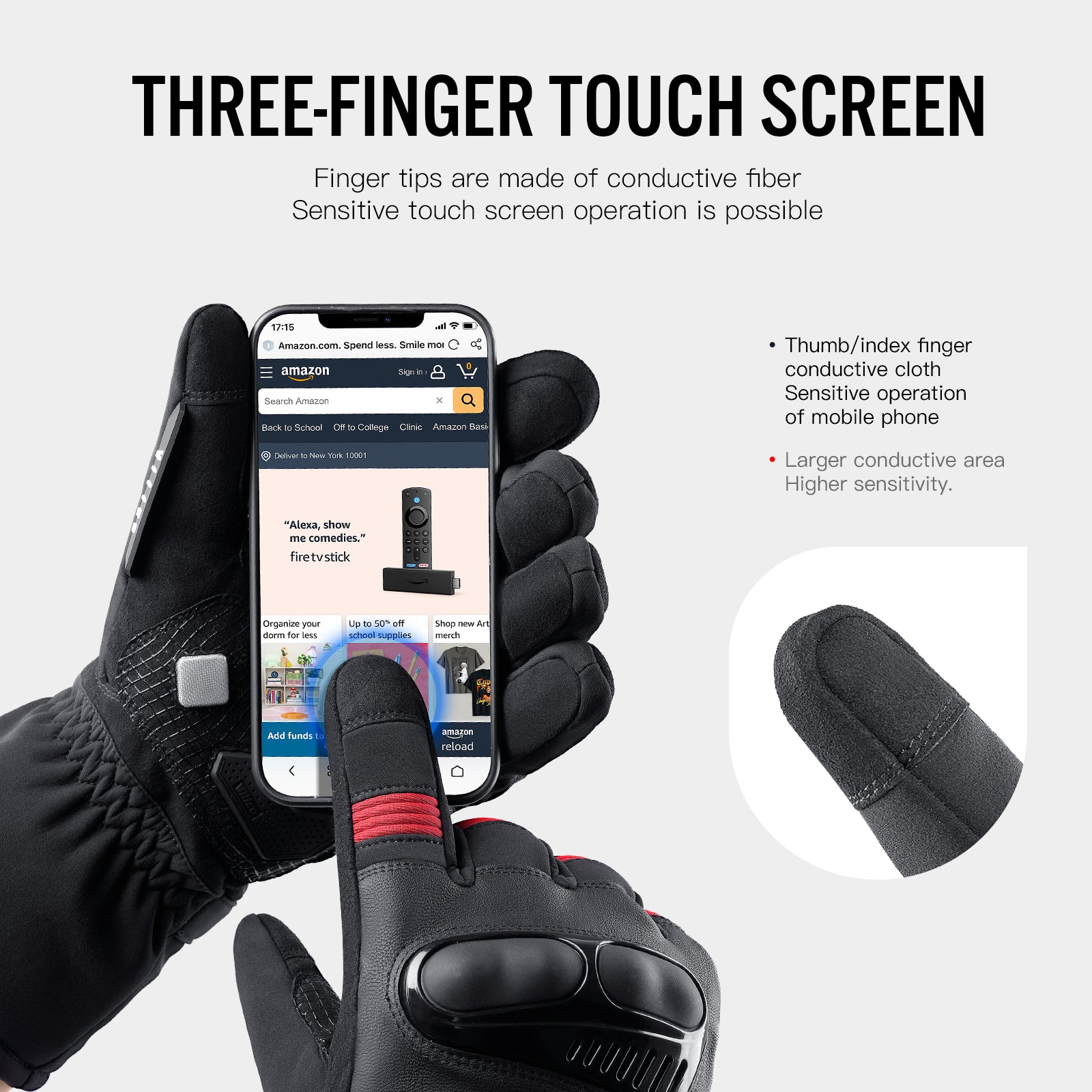 Motorbike riding gloves with touchscreen-friendly fingertips