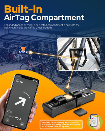 Folding Bike Lock with Hidden Holder for AirTag Tools VICTGOAL accessories