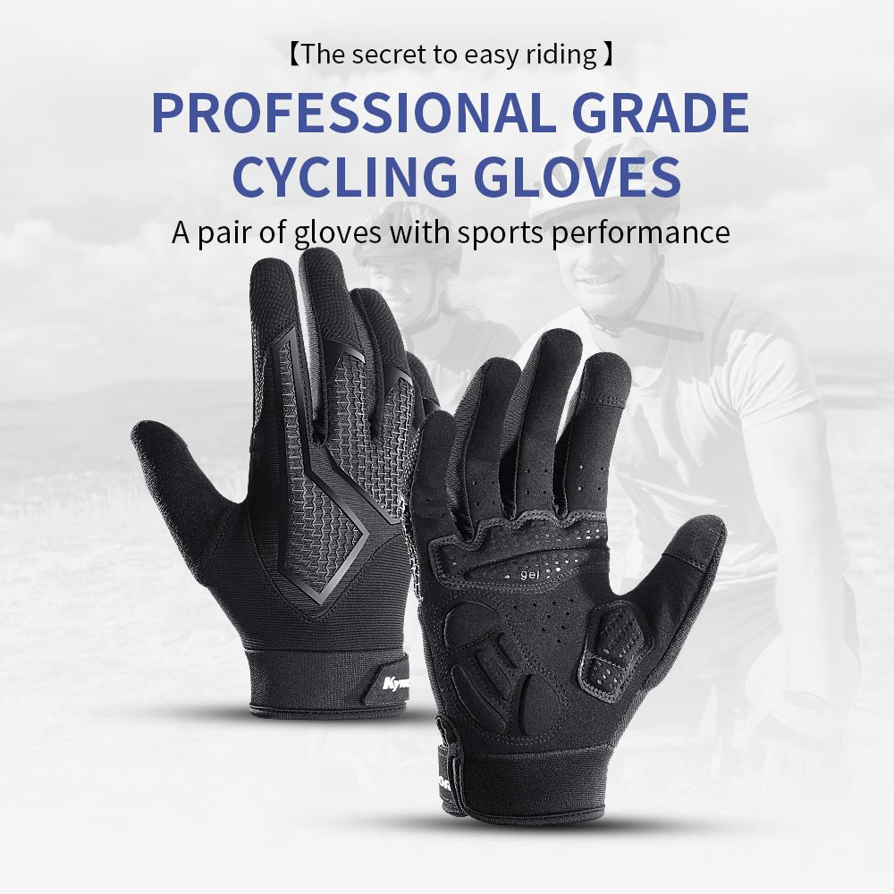 Full Finger SBR Shockproof Cycling Gloves Breathable All Black Edition Gloves VICTGOAL gloves