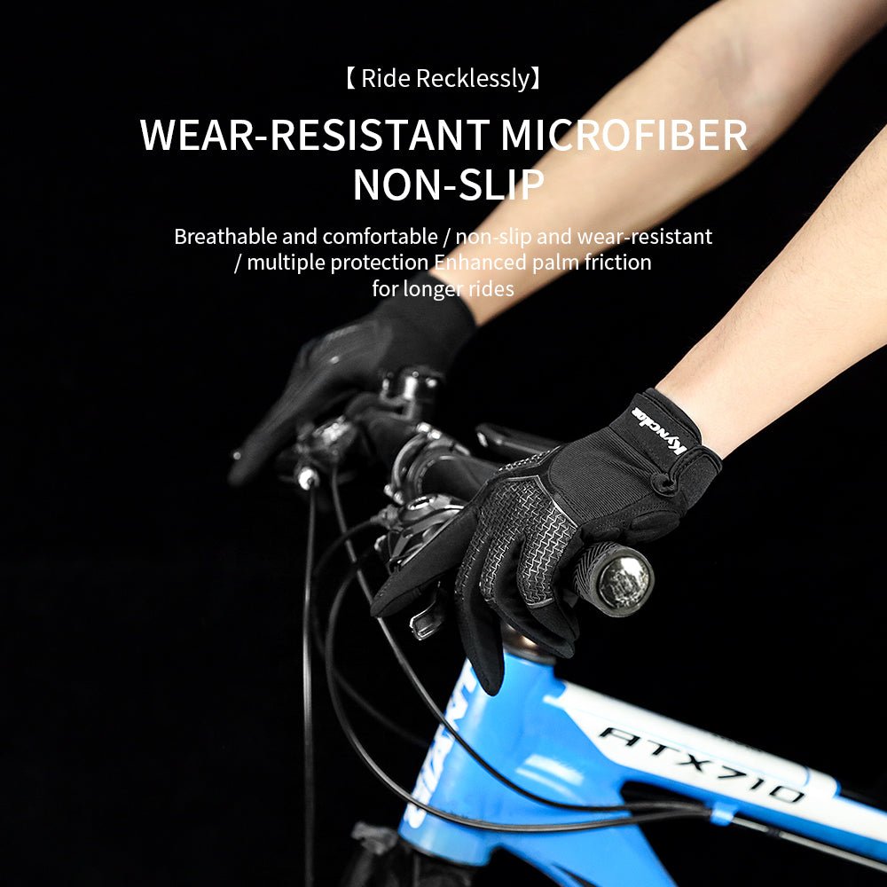 All-black shockproof bike gloves for daily cycling routes