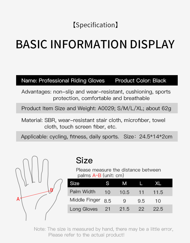 Full Finger SBR Shockproof Cycling Gloves Breathable All Black Edition Gloves VICTGOAL gloves