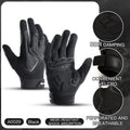 Breathable black bike gloves with shock-absorbing palm support