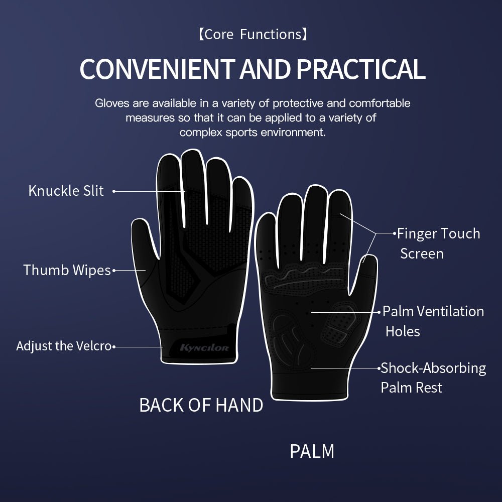 Full Finger SBR Shockproof Cycling Gloves Breathable All Black Edition Gloves VICTGOAL gloves