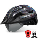 VICTGOAL GLITTER road bike helmet with visor and magnetic goggles