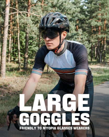 GLITTER Road Bike Helmet w/ Sun Visor, Magnetic Goggle & LED Rear Light Bike Helmet - Adult VICTGOAL feature - magnetic - goggles feature - rear - light feature - visor