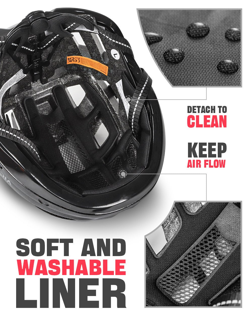 GLITTER Road Bike Helmet w/ Sun Visor, Magnetic Goggle & LED Rear Light Bike Helmet - Adult VICTGOAL feature - magnetic - goggles feature - rear - light feature - visor