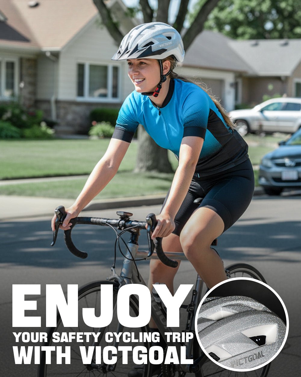 Adult e-bike helmet with magnetic goggles and rechargeable rear light