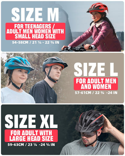 Goggles Bike Helmet w/ USB Lamp & Visor For MTB & E - bike Riders Adults Helmets VICTGOAL adultshelmets choice helmets