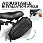 Hard shell cycling tail bag with low-light visibility detail