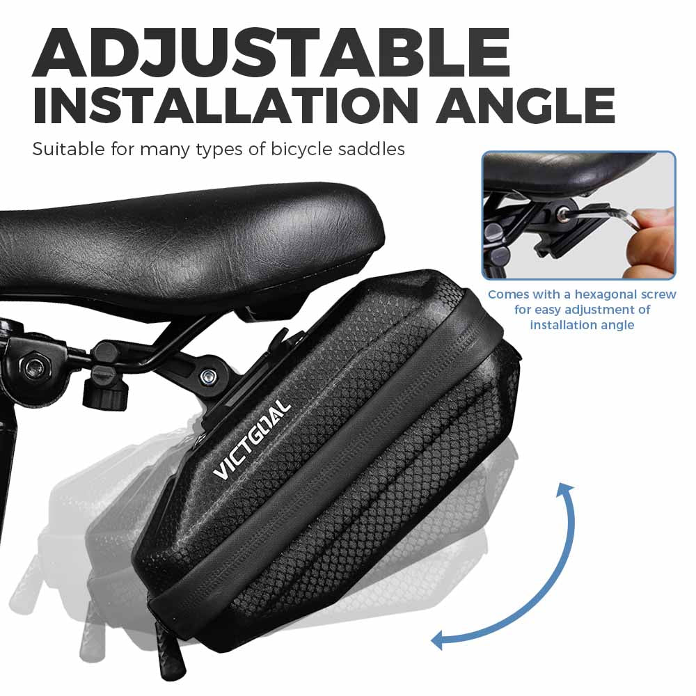 Hard shell cycling tail bag with low-light visibility detail