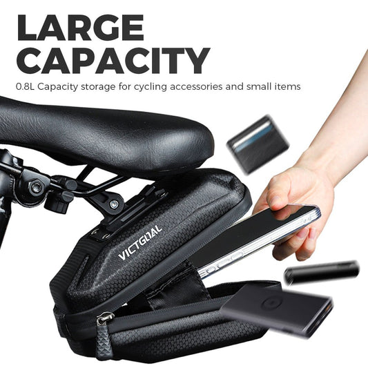Hard Shell Bike Seat Bag with Silver Reflective Strip Tools VICTGOAL accessories bags