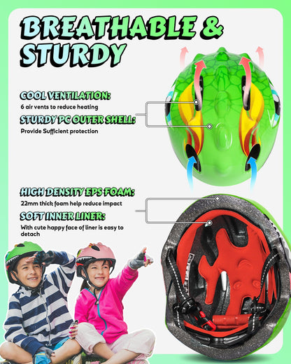 Kids Dinosaur Bike Helmet Dino Children 3 - 8+ Cycling Toddler Scooter Helmet Bicycle Helmets VICTGOAL choice helmets kidshelmets