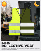 Child high-visibility safety vest for biking, scooters and walking