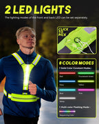 Rechargeable light-up safety vest with seven LED color modes